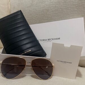 Victoria Beckham Gold and Black Sunglasses